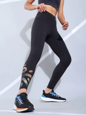 Black Absolute Fit Tights with Logo Print and Back Pocket