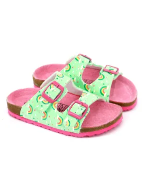 Kids Girl Rainbow Printed Slide,Light Green