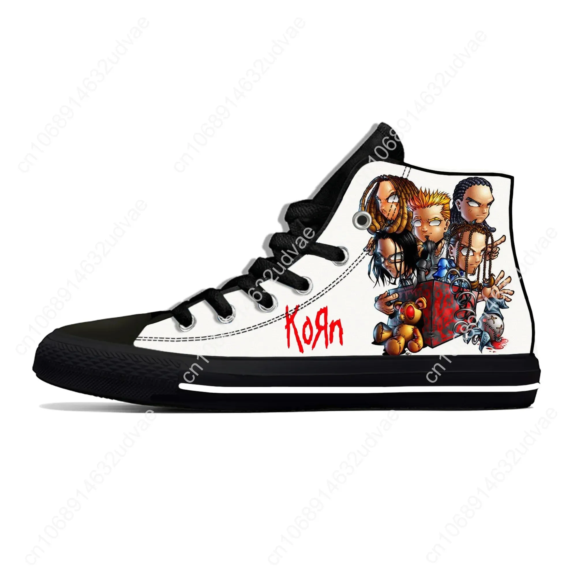 Korn Rock Band High-Top Sneakers – 3D Printed Lightweight Canvas Shoes
