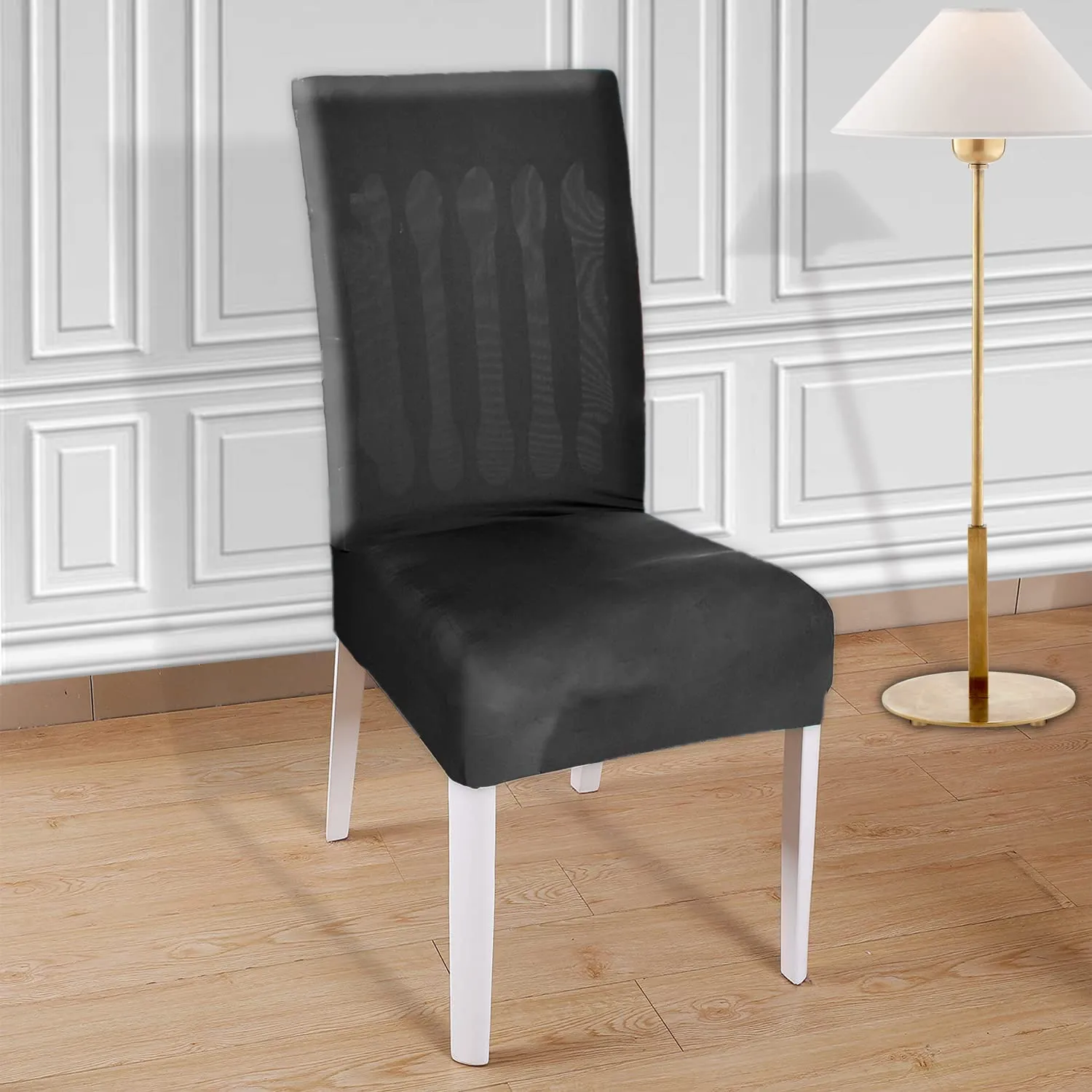 Kuber Industries Elastic Stretchable Polyster Chair Cover for Home, Office, Hotels, Wedding Banquet- Pack of 2 (Black)-50KM0969