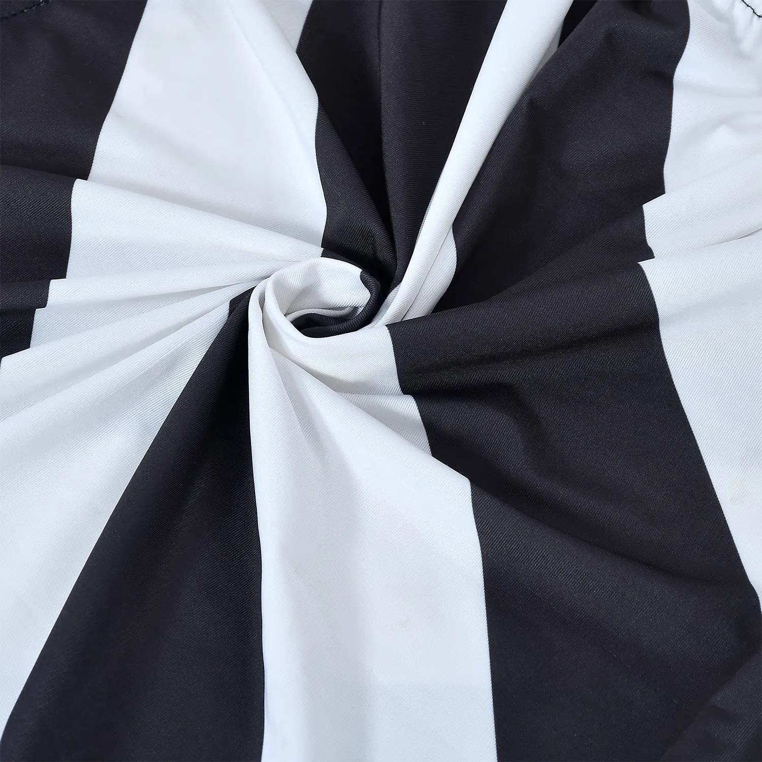 Kuber Industries Strip Printed Elastic Stretchable Polyster Chair Cover for Home, Office, Hotels, Wedding Banquet (Black & White)-50KM0935