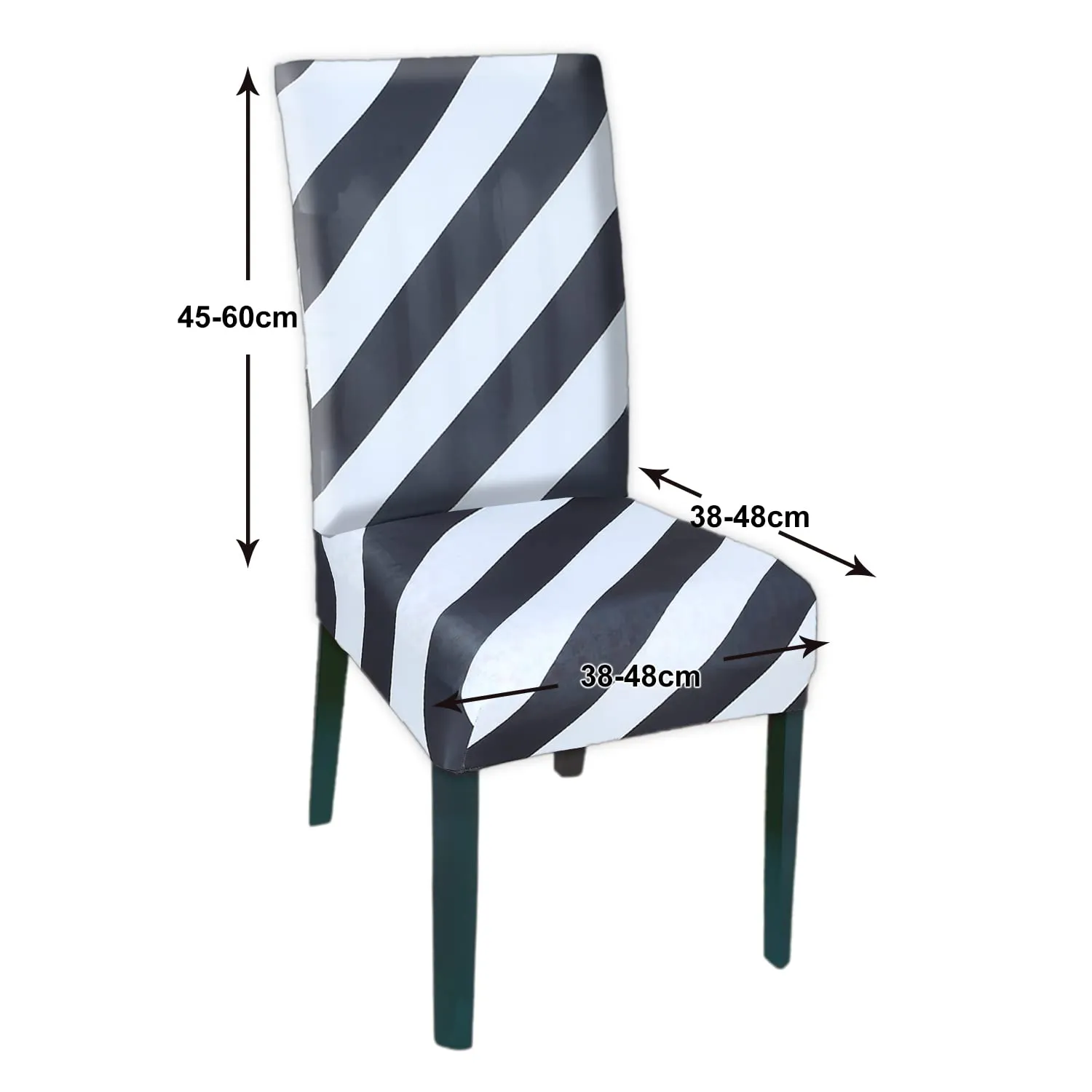 Kuber Industries Strip Printed Elastic Stretchable Polyster Chair Cover for Home, Office, Hotels, Wedding Banquet (Black & White)-50KM0935