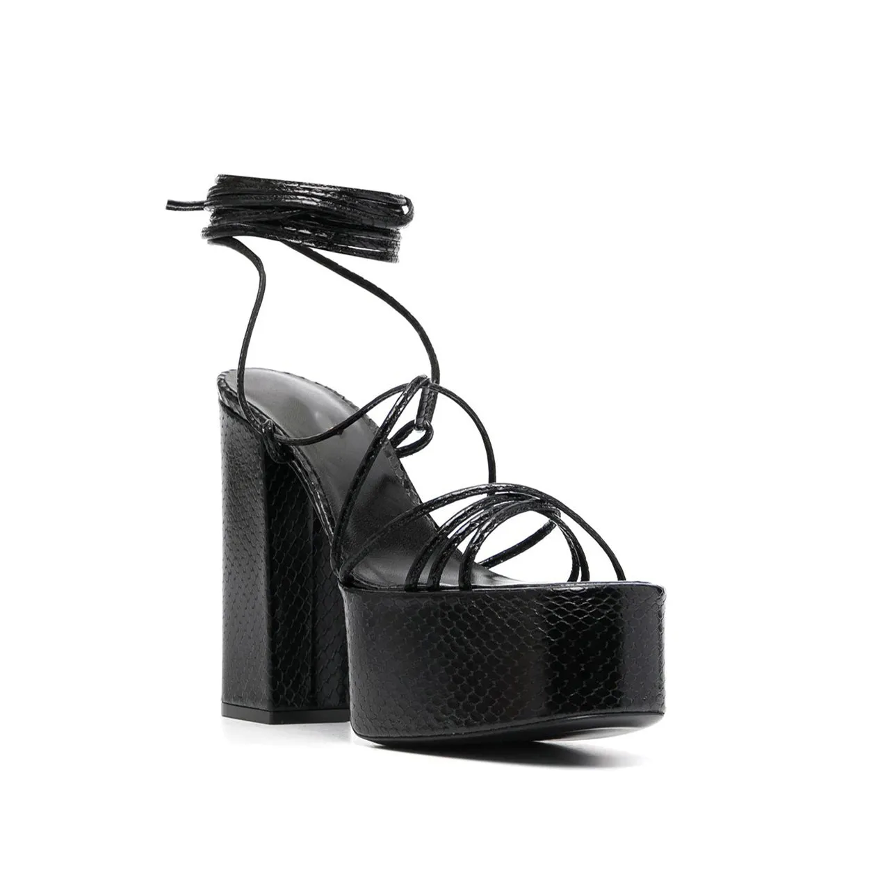 KYLER Lace Up Leather High Heel Platform Sandals