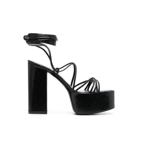 KYLER Lace Up Leather High Heel Platform Sandals