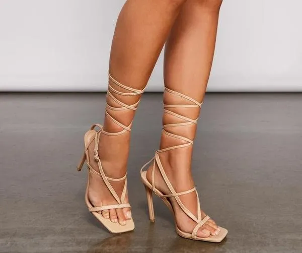 Leg wrap stiletto high heels tinder