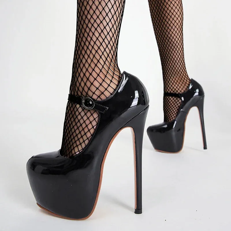 Mary Jane Fashion Runway platform super high heels Patent Shoes