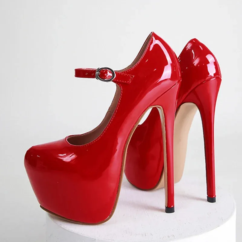 Mary Jane Fashion Runway platform super high heels Patent Shoes