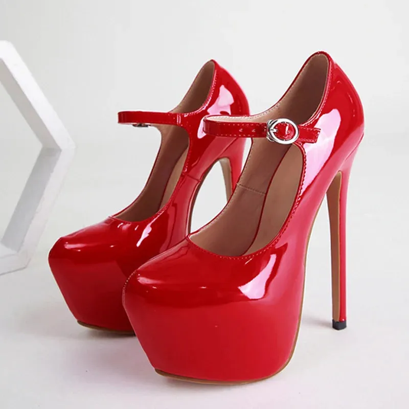 Mary Jane Fashion Runway platform super high heels Patent Shoes