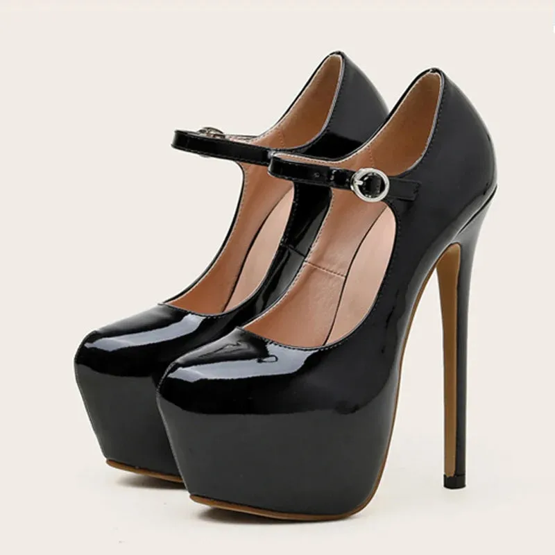 Mary Jane Fashion Runway platform super high heels Patent Shoes