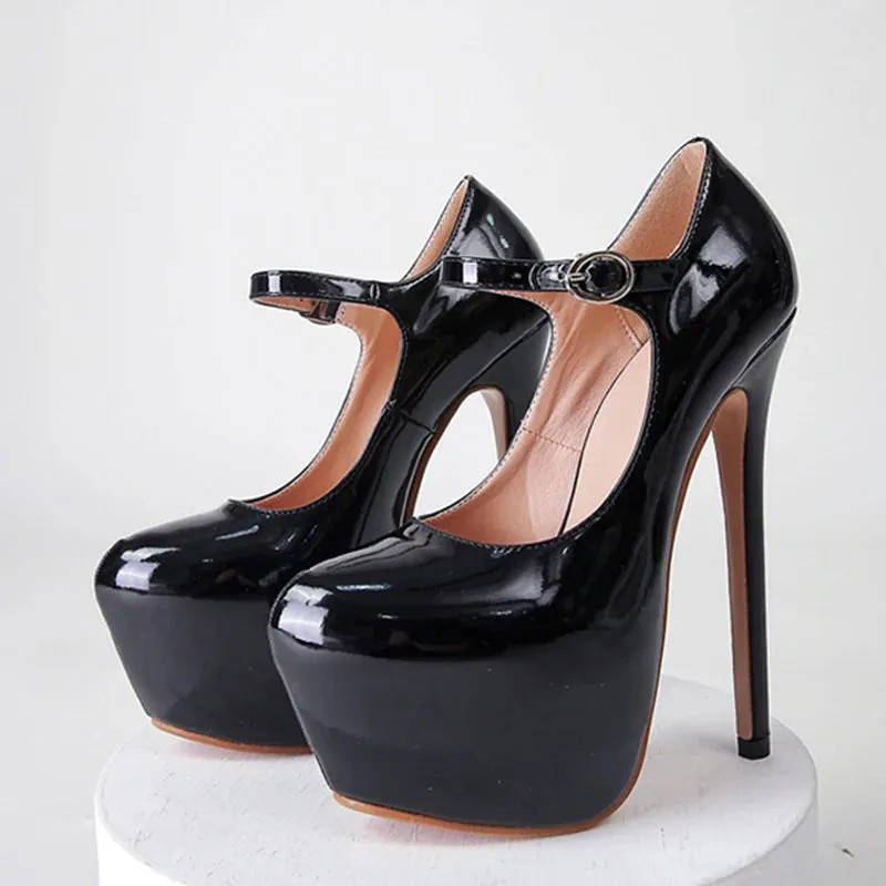 Mary Jane Fashion Runway platform super high heels Patent Shoes