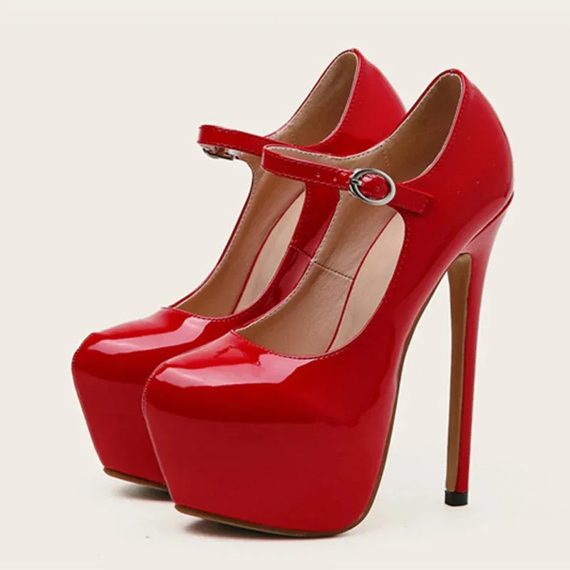 Mary Jane Fashion Runway platform super high heels Patent Shoes