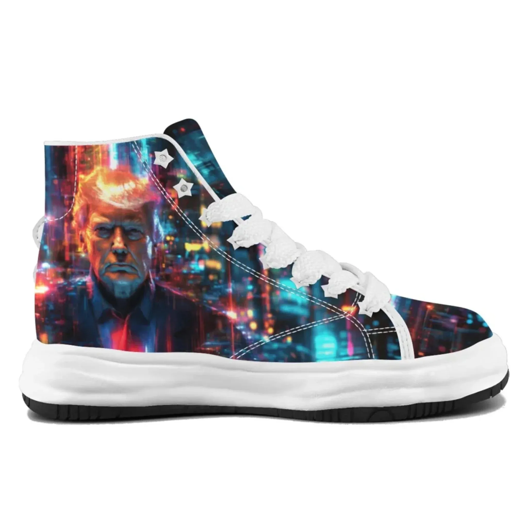 Personalized Trump Sneakers, Custom Canvas  High Top Shoes, Four Leaf Clover Decoration Unisex Shoes