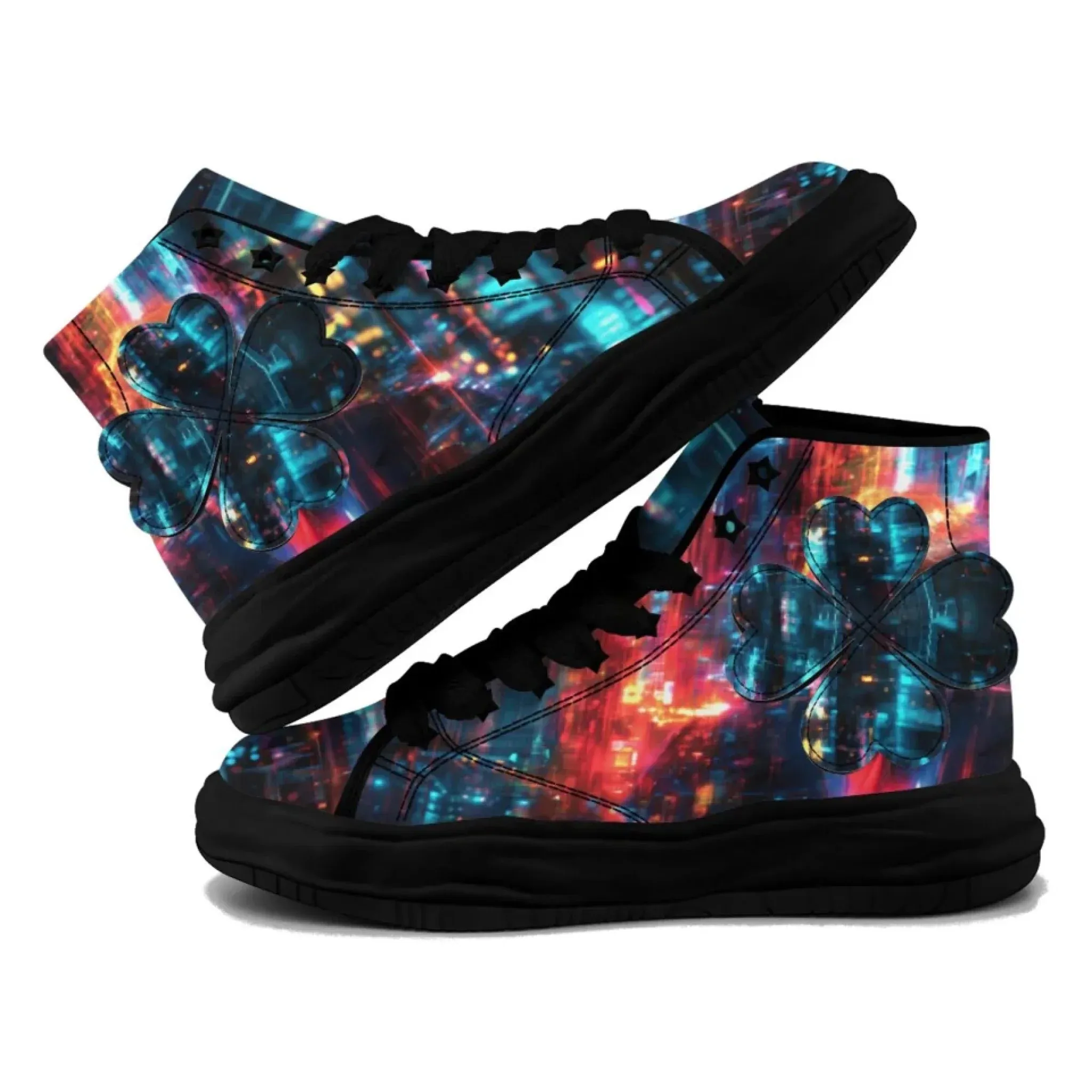 Personalized Trump Sneakers, Custom Canvas  High Top Shoes, Four Leaf Clover Decoration Unisex Shoes