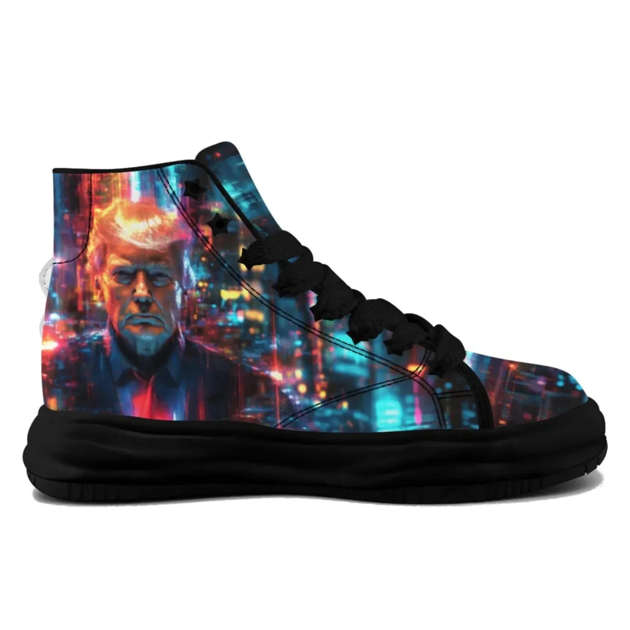 Personalized Trump Sneakers, Custom Canvas  High Top Shoes, Four Leaf Clover Decoration Unisex Shoes