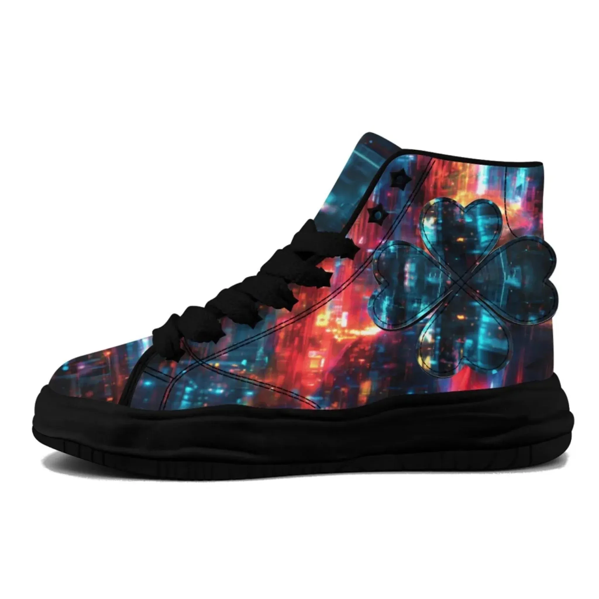 Personalized Trump Sneakers, Custom Canvas  High Top Shoes, Four Leaf Clover Decoration Unisex Shoes