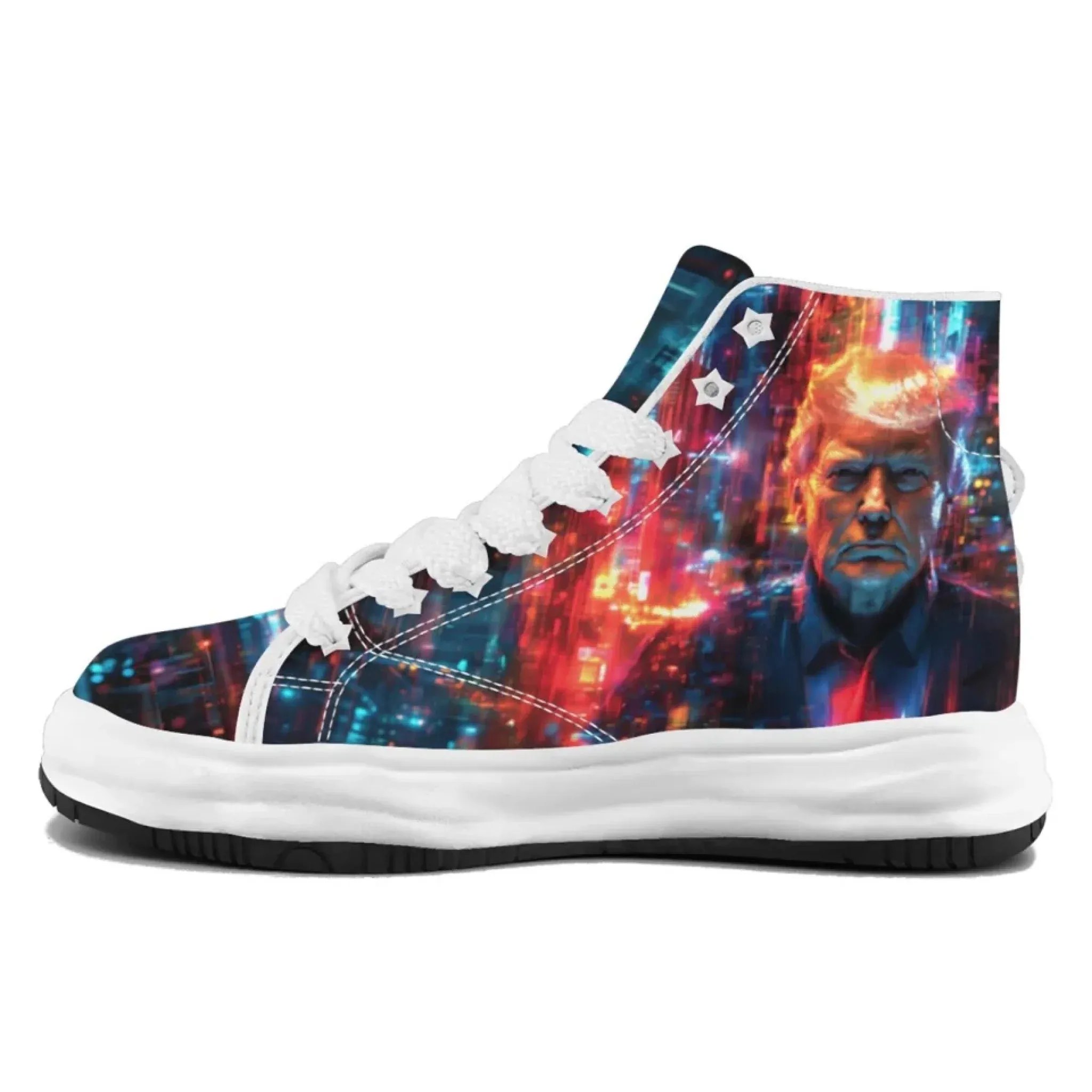 Personalized Trump Sneakers, Custom Canvas  High Top Shoes, Four Leaf Clover Decoration Unisex Shoes
