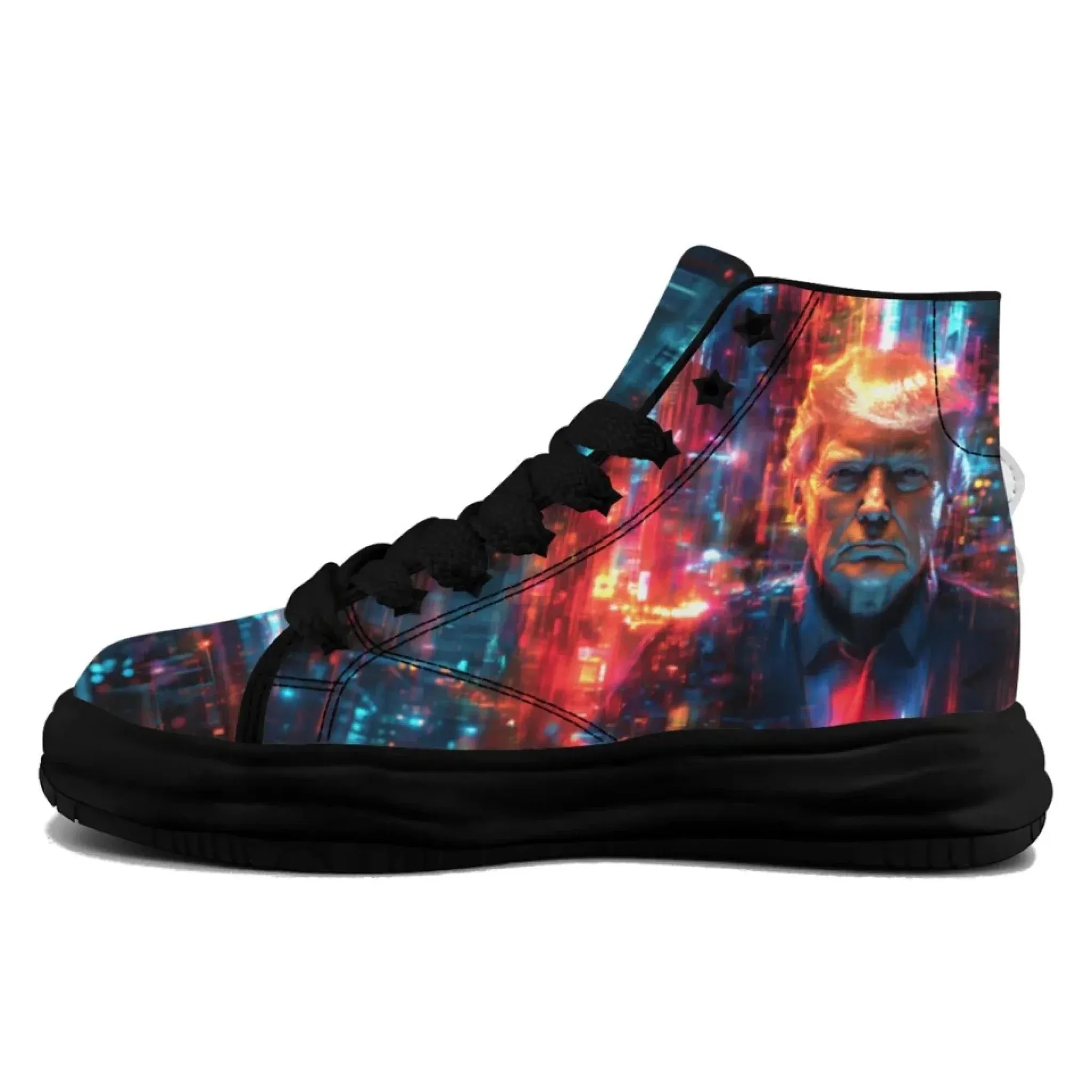 Personalized Trump Sneakers, Custom Canvas  High Top Shoes, Four Leaf Clover Decoration Unisex Shoes
