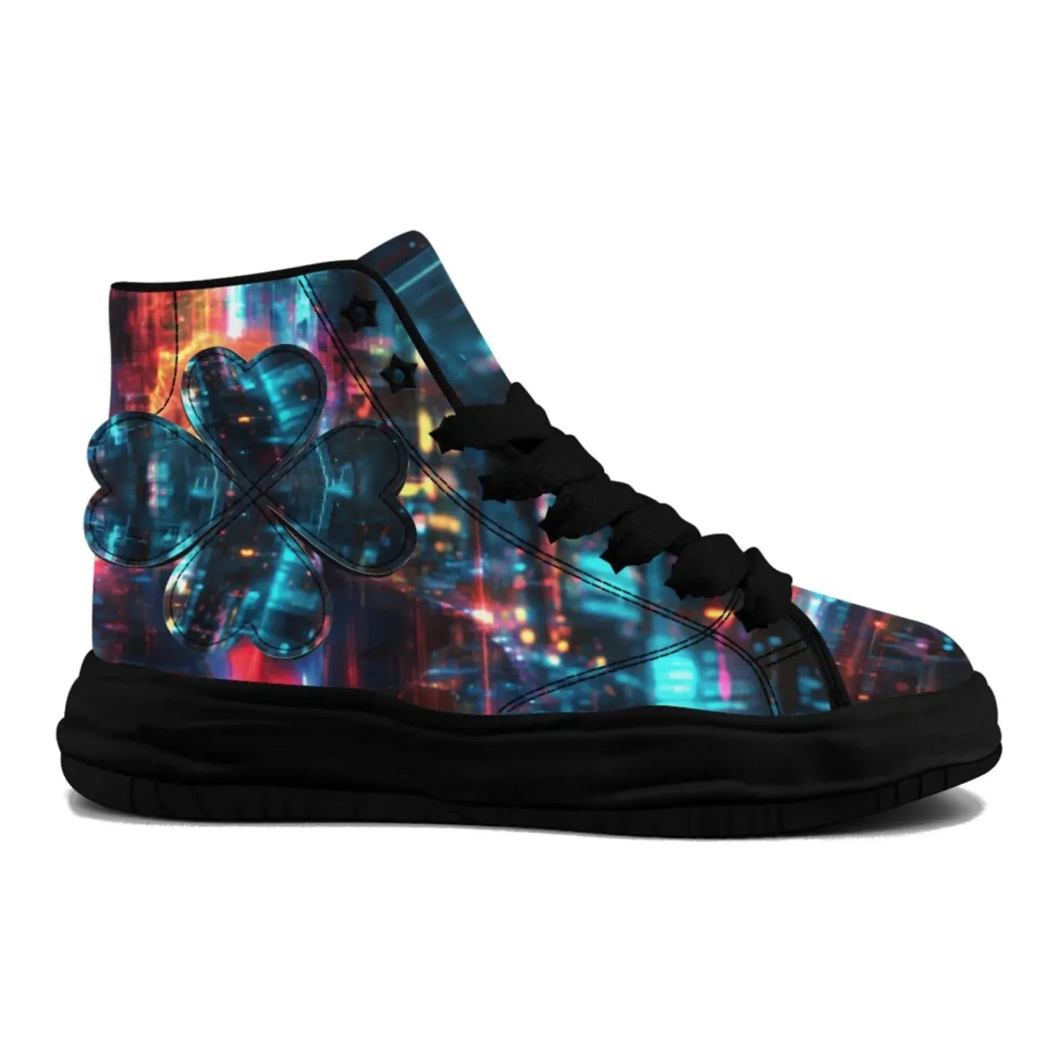 Personalized Trump Sneakers, Custom Canvas  High Top Shoes, Four Leaf Clover Decoration Unisex Shoes