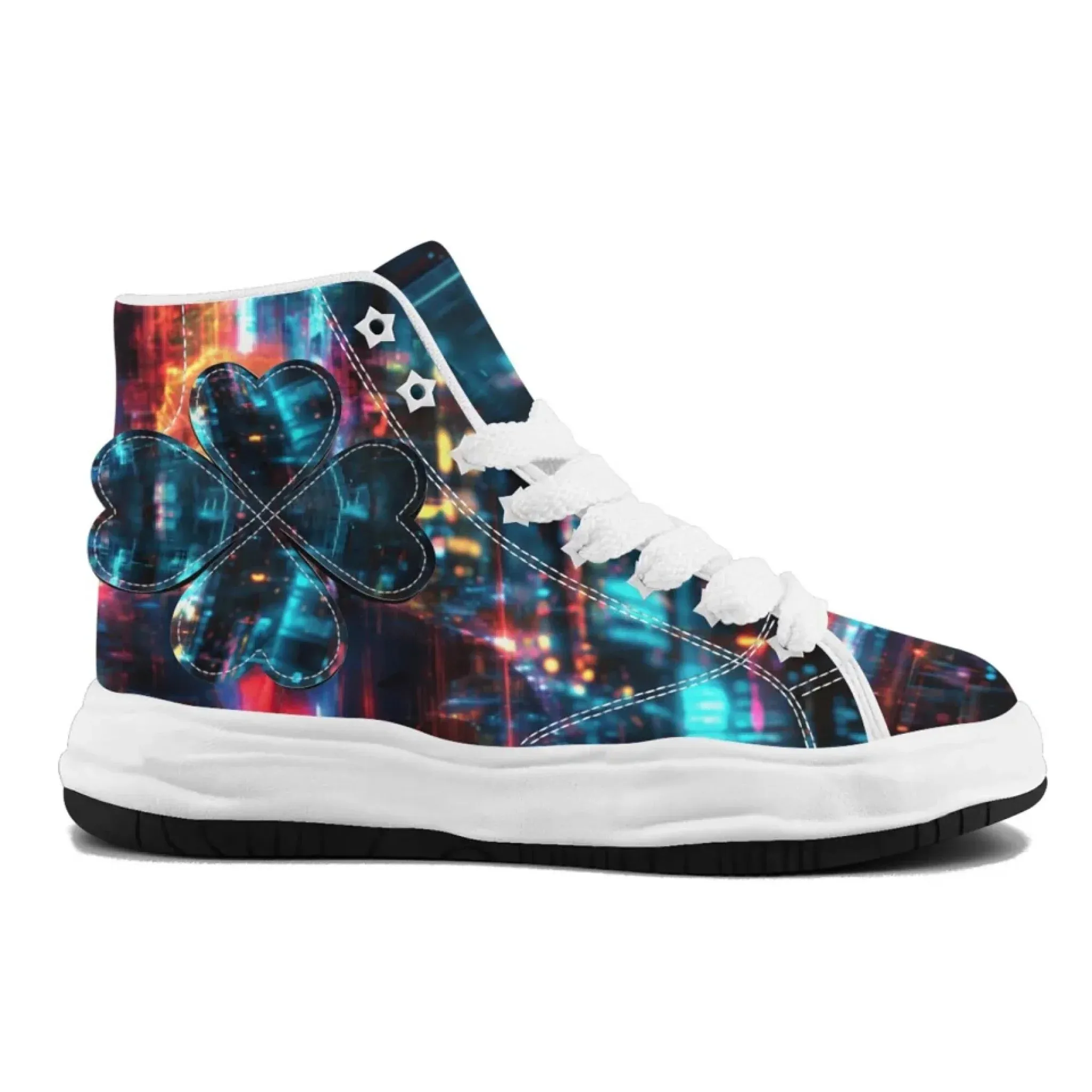 Personalized Trump Sneakers, Custom Canvas  High Top Shoes, Four Leaf Clover Decoration Unisex Shoes