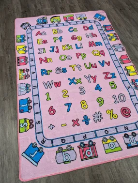 Pink ABC 123 girls kids rug