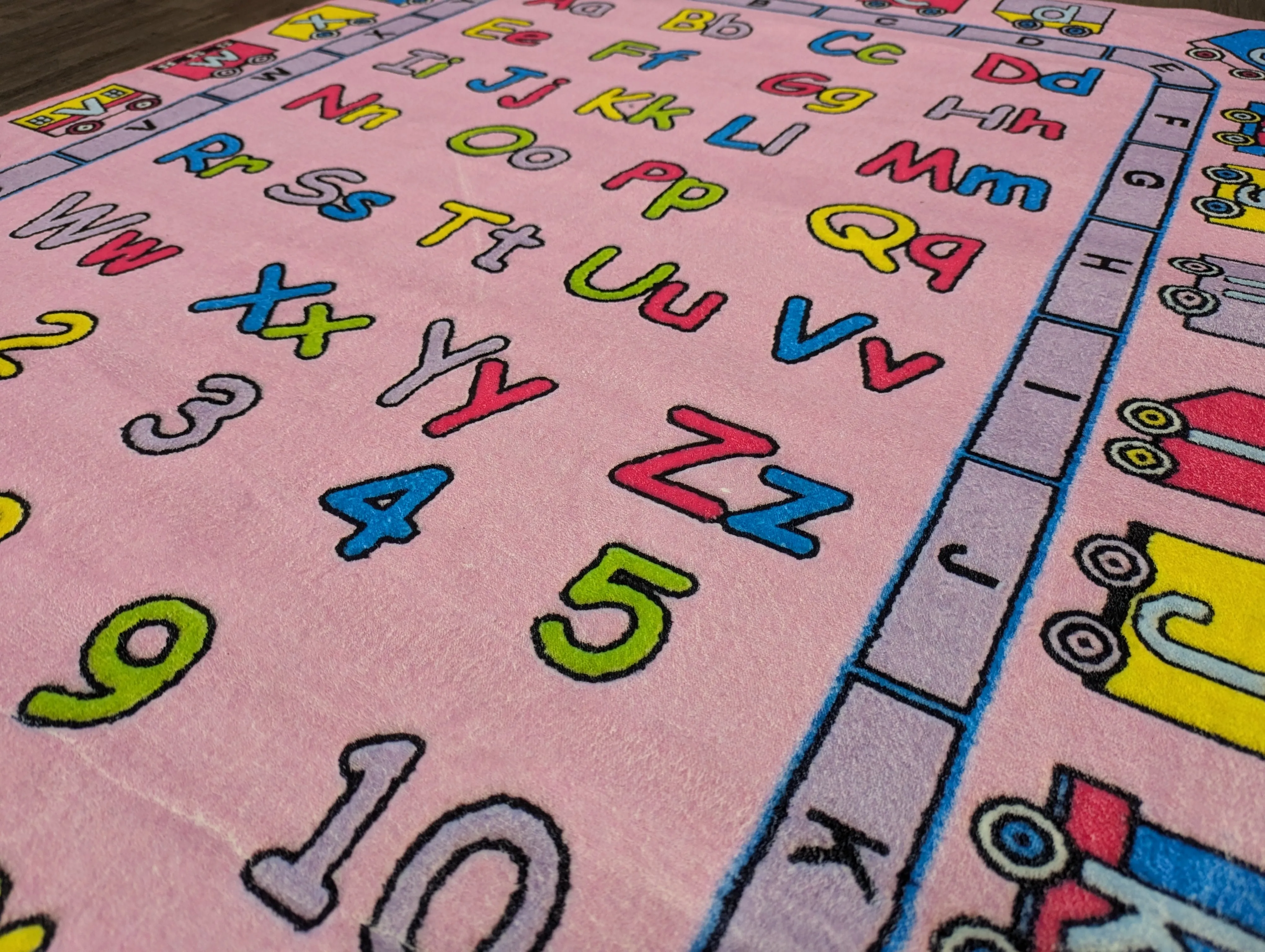 Pink ABC 123 girls kids rug