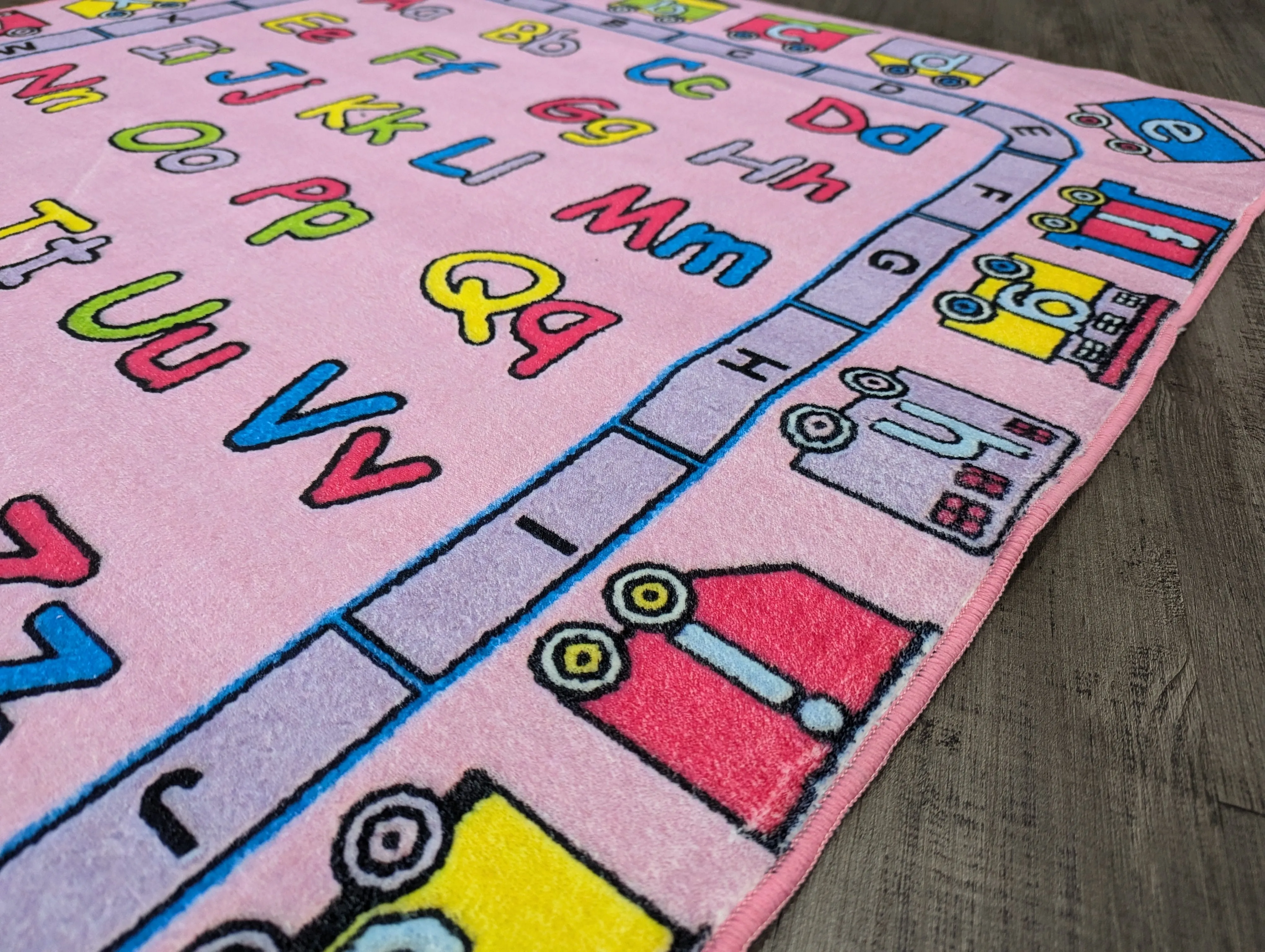 Pink ABC 123 girls kids rug