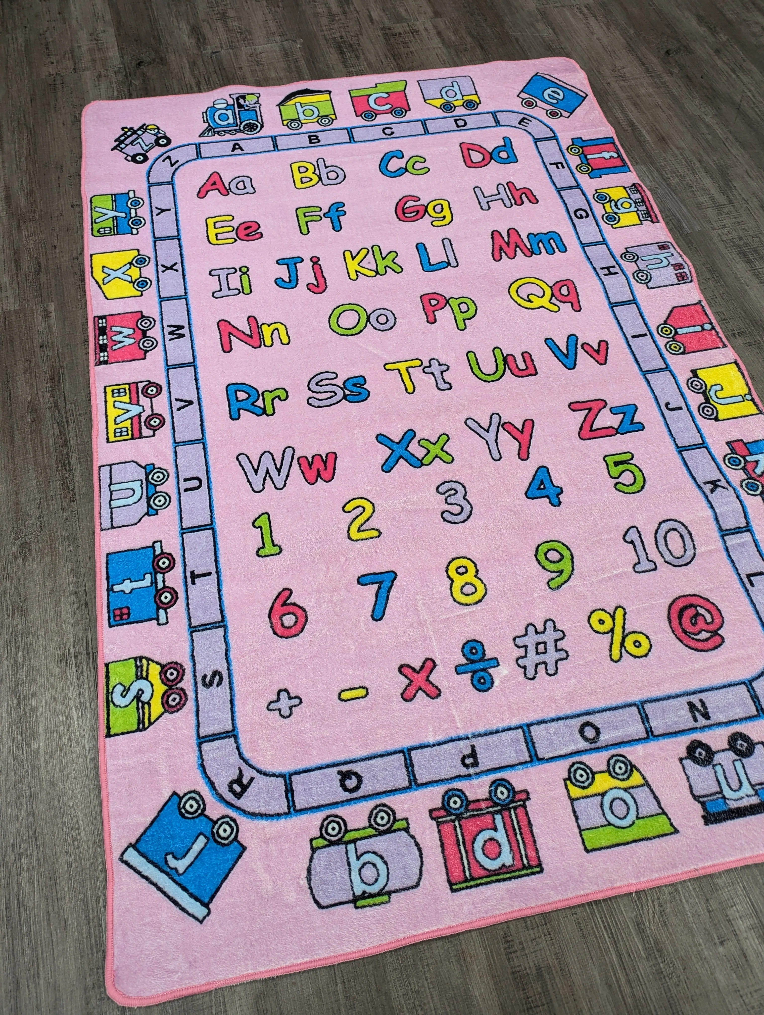 Pink ABC 123 girls kids rug