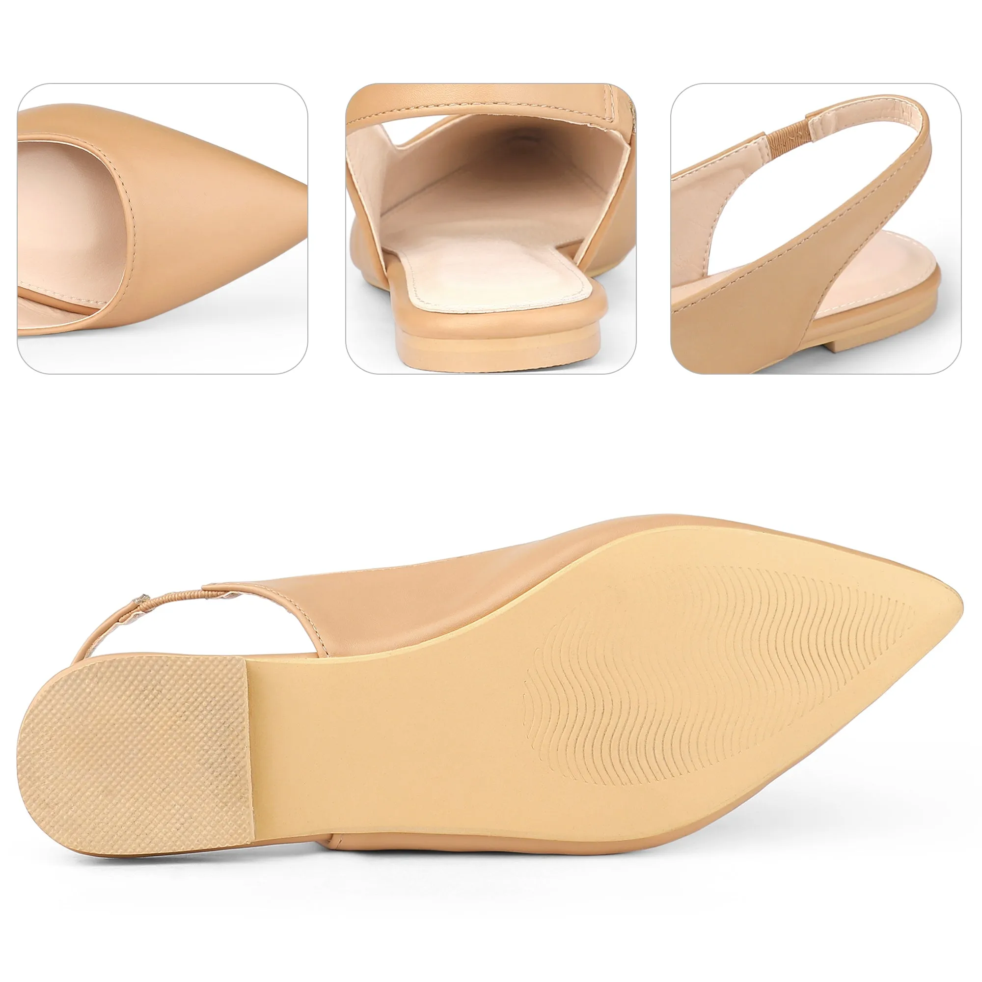 Pointed Toe Slingback Flat Pumps for Women