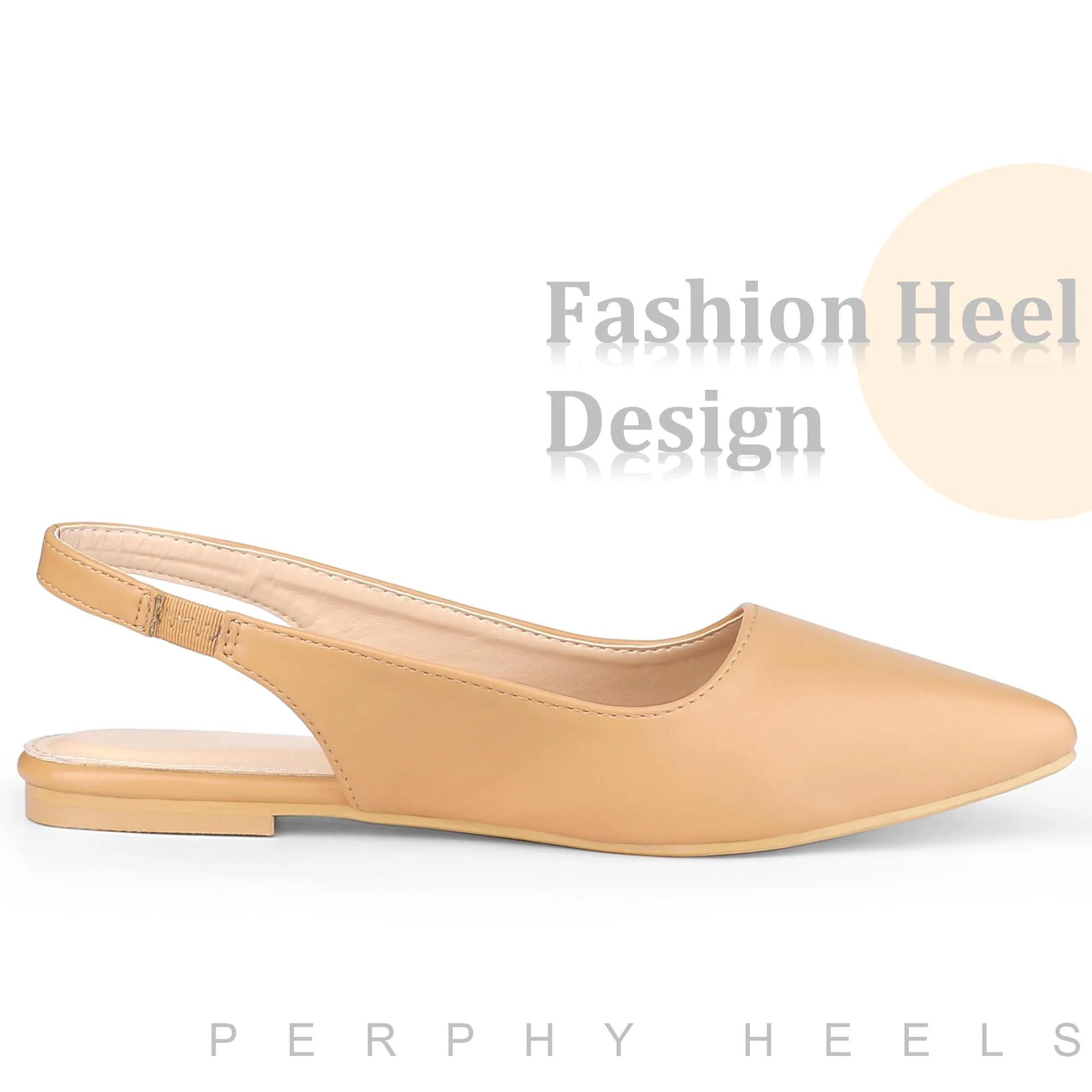 Pointed Toe Slingback Flat Pumps for Women