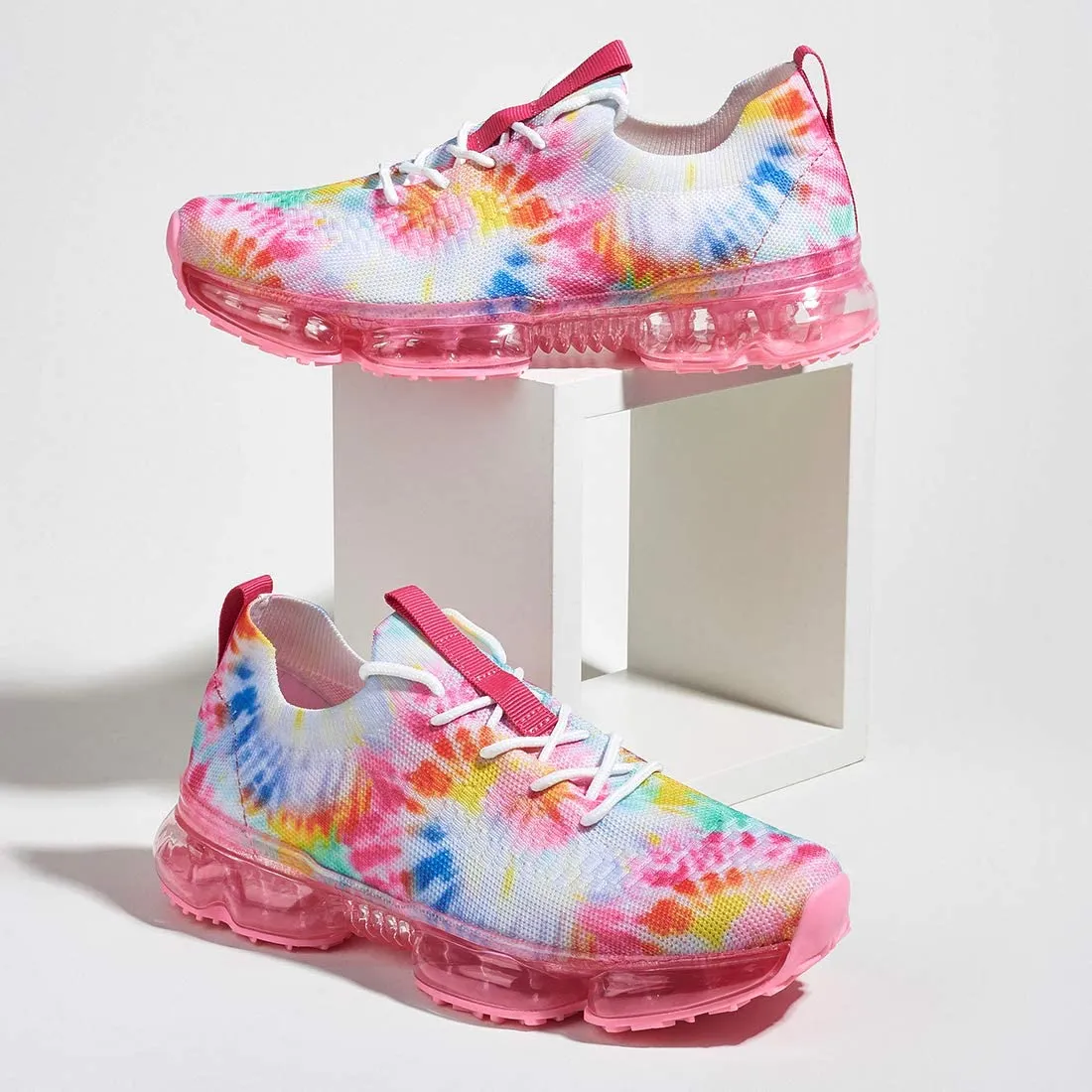 Women Air Cushion Solid/Colorful Soft Transparent Sports Lightweight Breathable Mesh Platform Sneakers